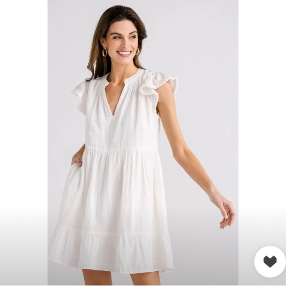 THML Dresses & Skirts - THML cap sleeve White Ruffle Shoulder dress